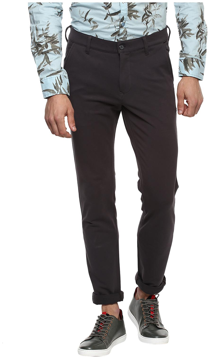 

Mufti Men Grey Solid Trousers