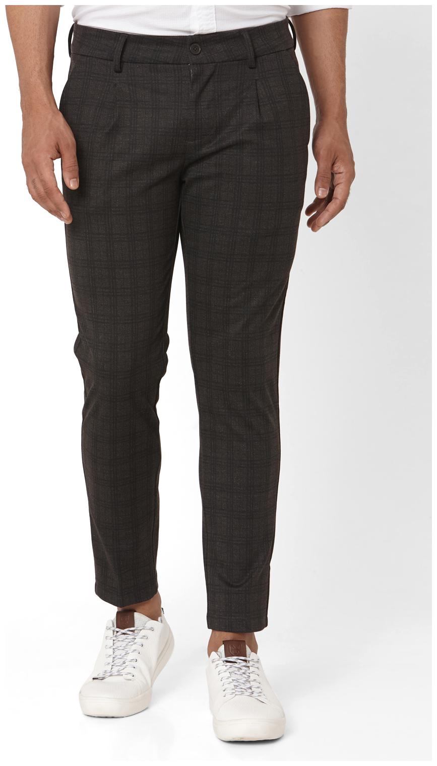 

Mufti Men Olive Checked Slim fit Regular trousers