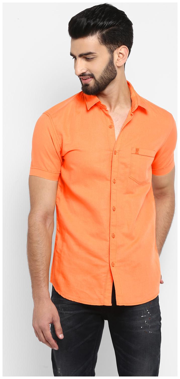 

Mufti Men Orange Solid Slim Fit Casual Shirt