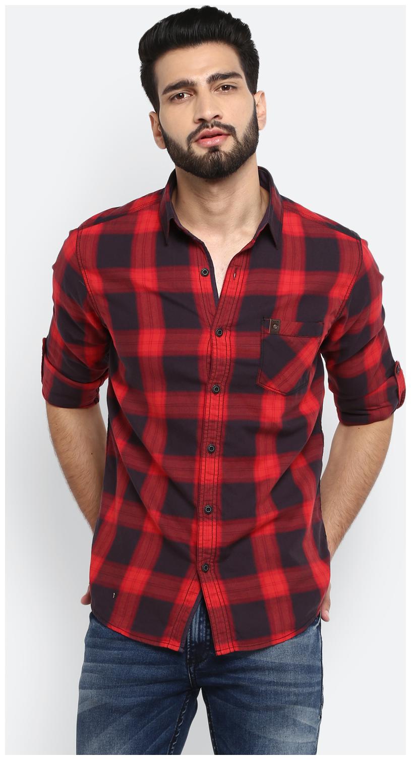 

Mufti Men Red Checked Slim Fit Casual Shirt