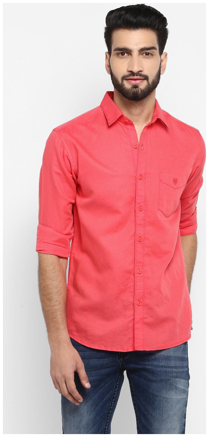 

Mufti Men Red Solid Slim Fit Casual Shirt
