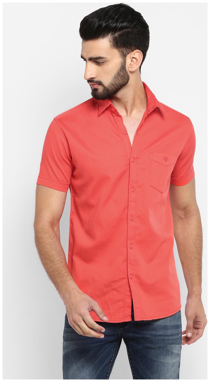 

Mufti Men Red Solid Slim Fit Casual Shirt