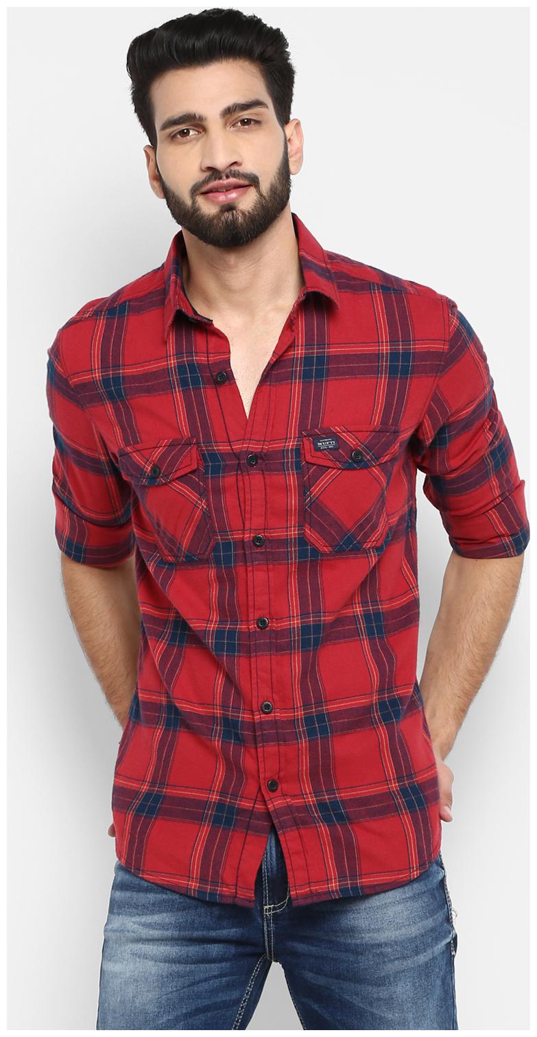 

Mufti Men Red Checked Slim Fit Casual Shirt