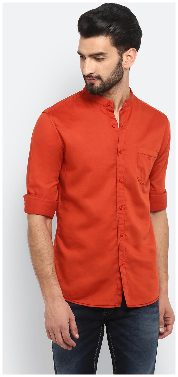 

Mufti Men Red Solid Slim Fit Casual Shirt