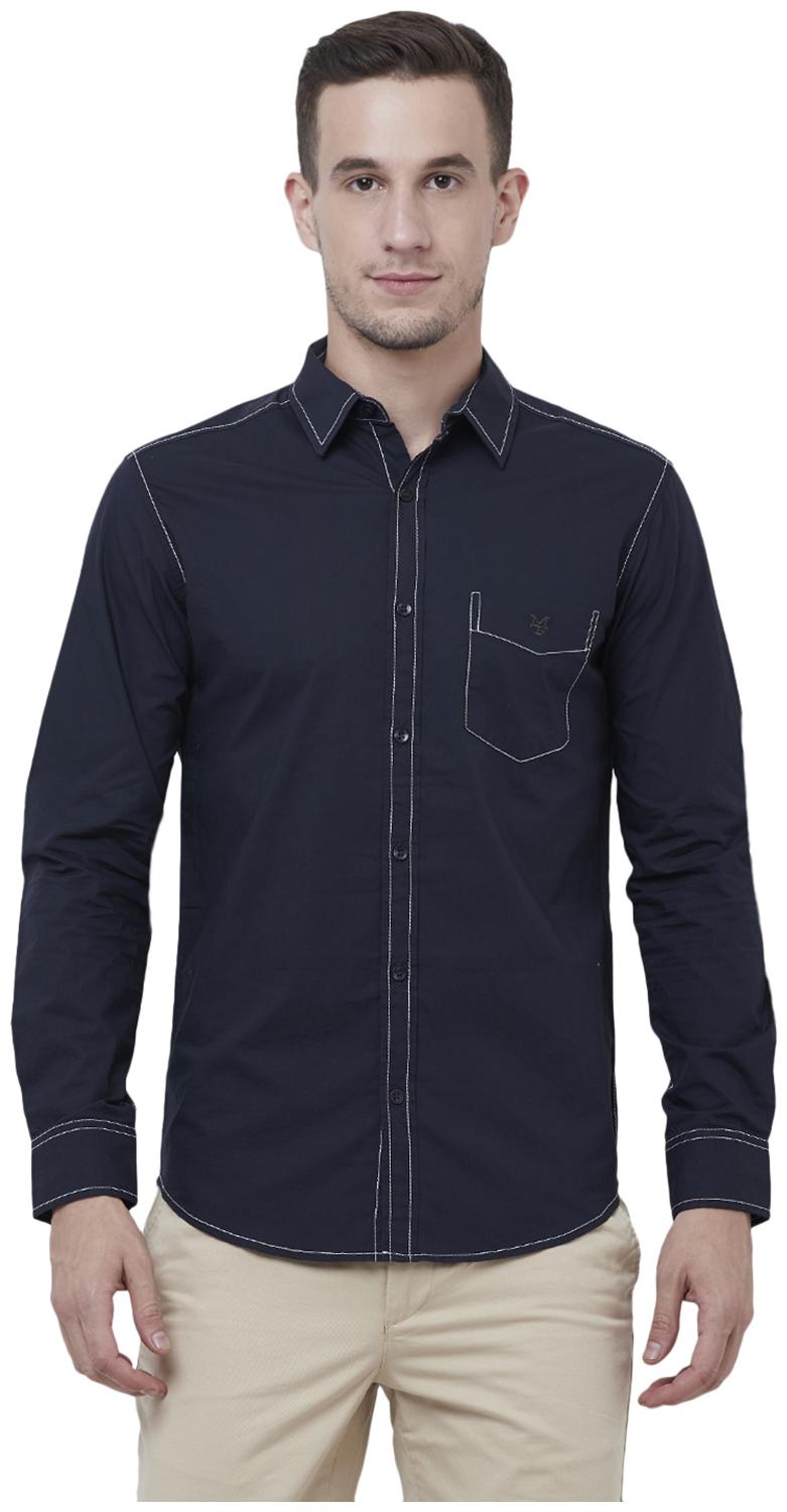 

Mufti Men Blue Solid Slim Fit Casual Shirt