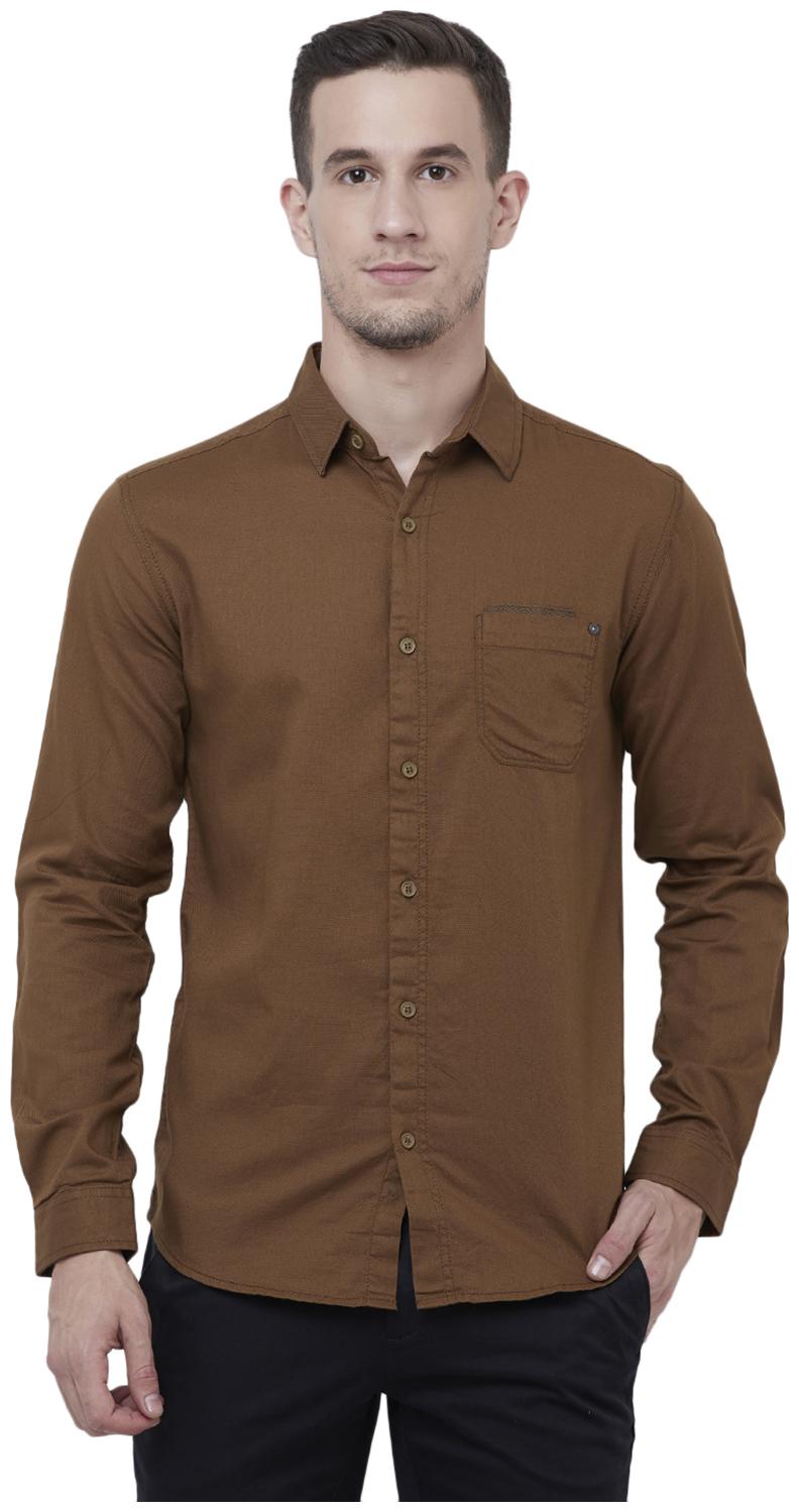 

Mufti Men Brown Solid Slim Fit Casual Shirt
