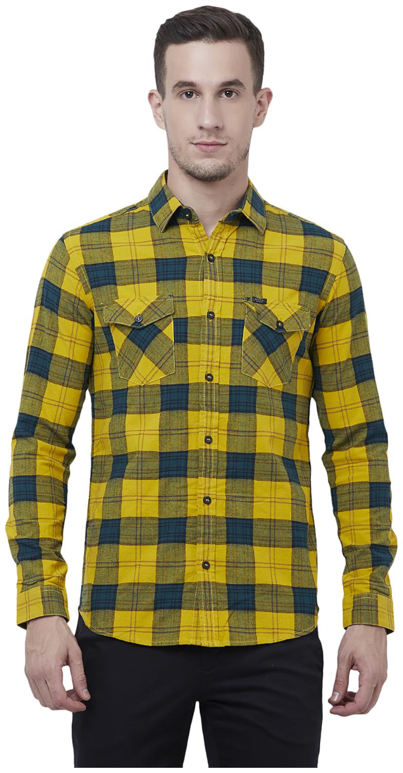

Mufti Men Yellow Checked Slim Fit Casual Shirt