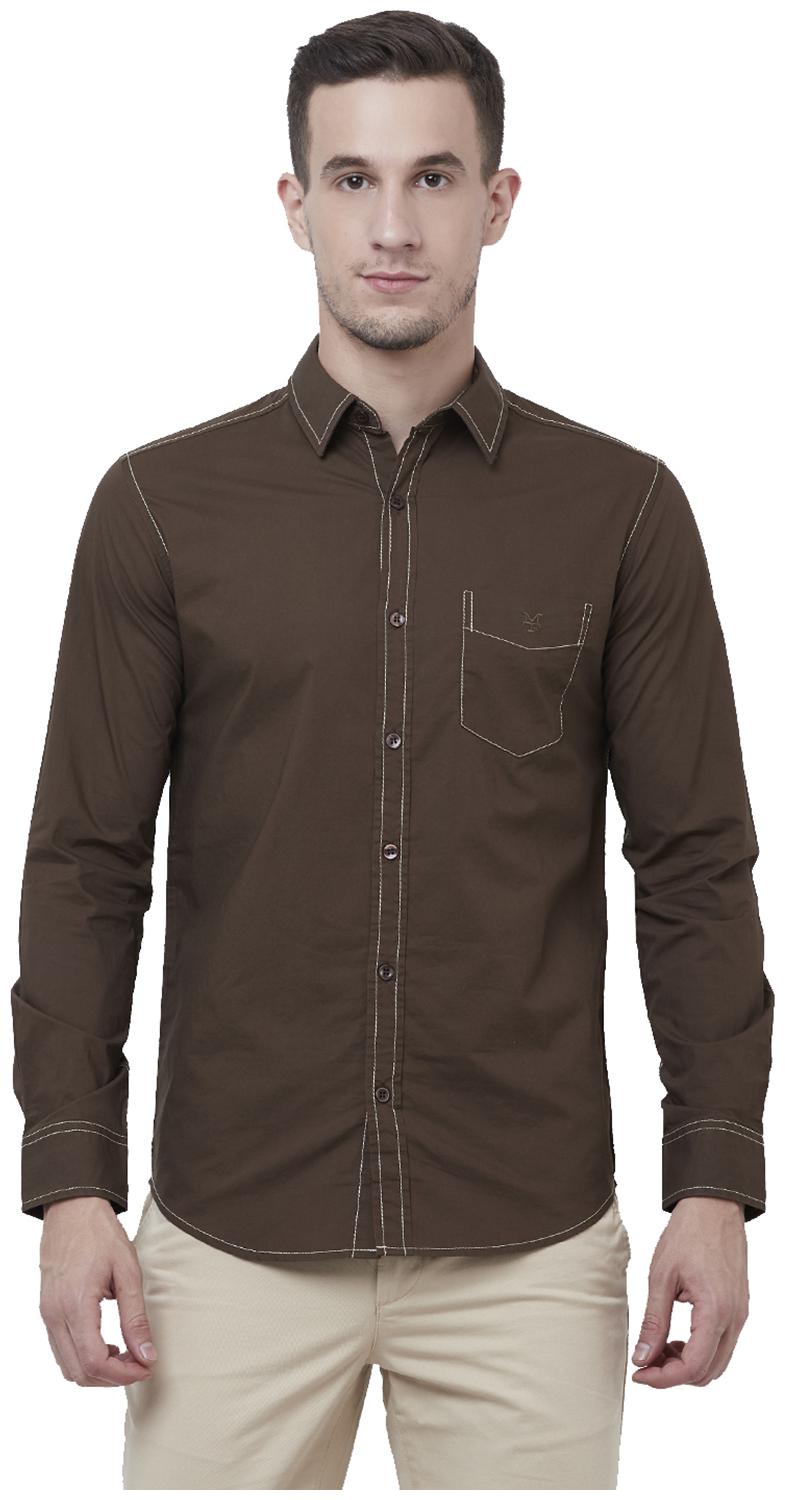 

Mufti Men Brown Solid Slim Fit Casual Shirt
