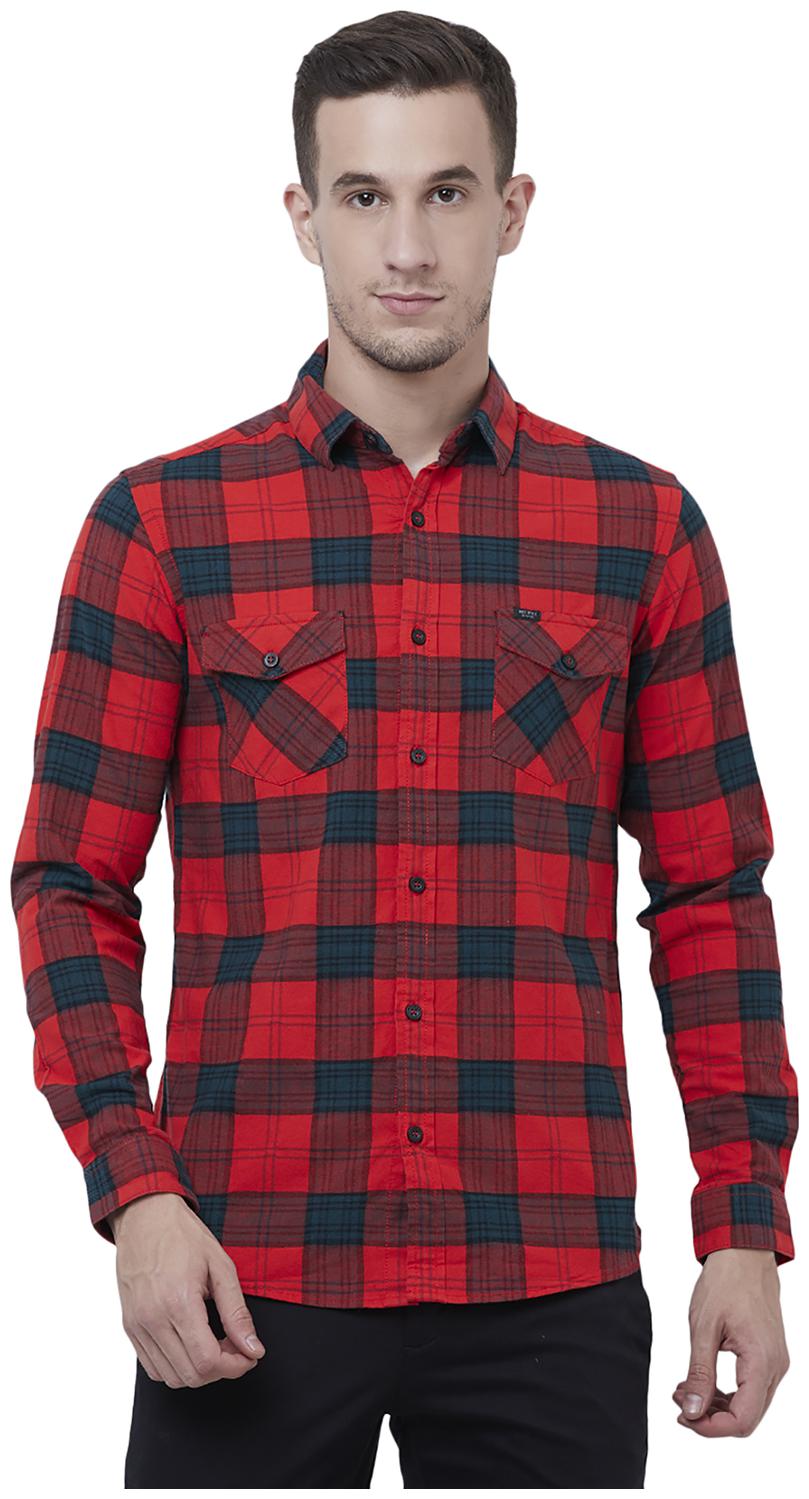 

Mufti Men Red Checked Slim Fit Casual Shirt