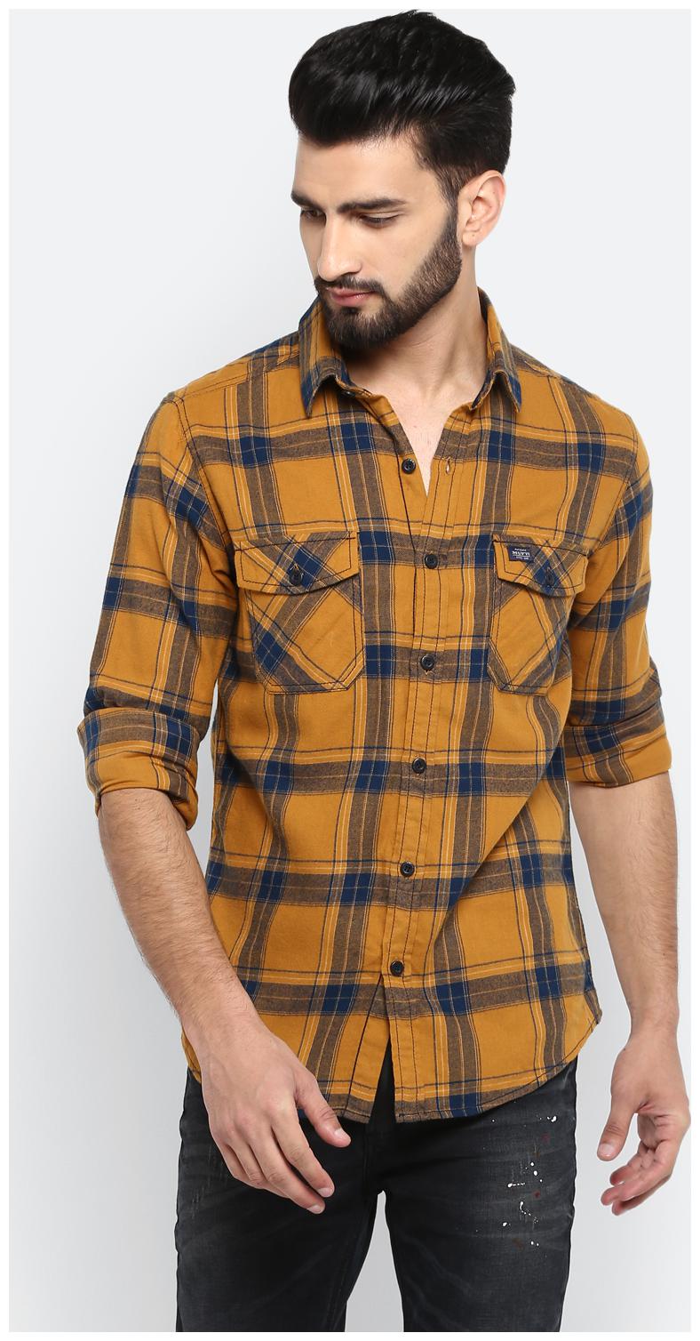 

Mufti Men Yellow Checked Slim Fit Casual Shirt
