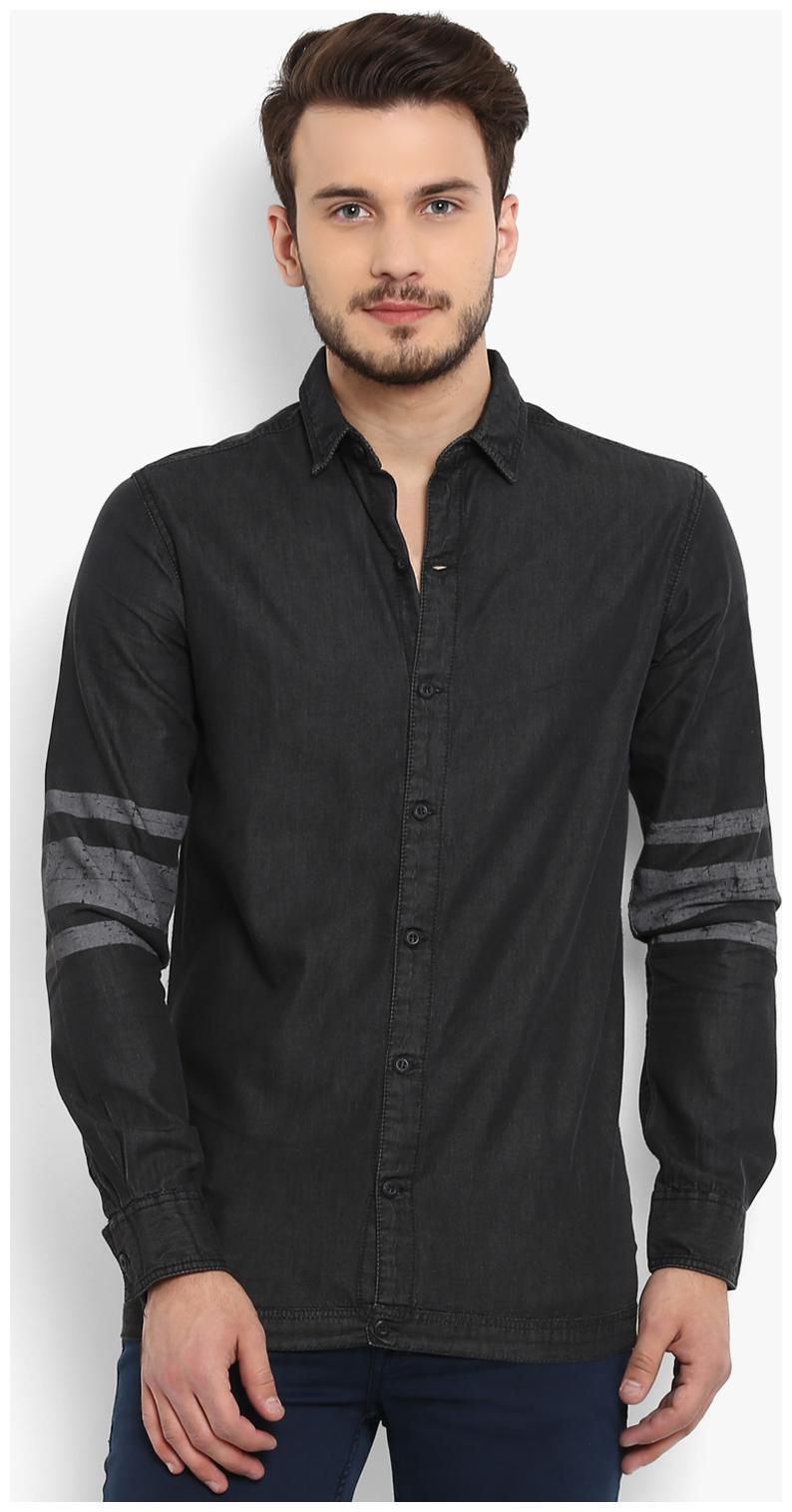 

Mufti Men Black Solid Slim Fit Casual Shirt