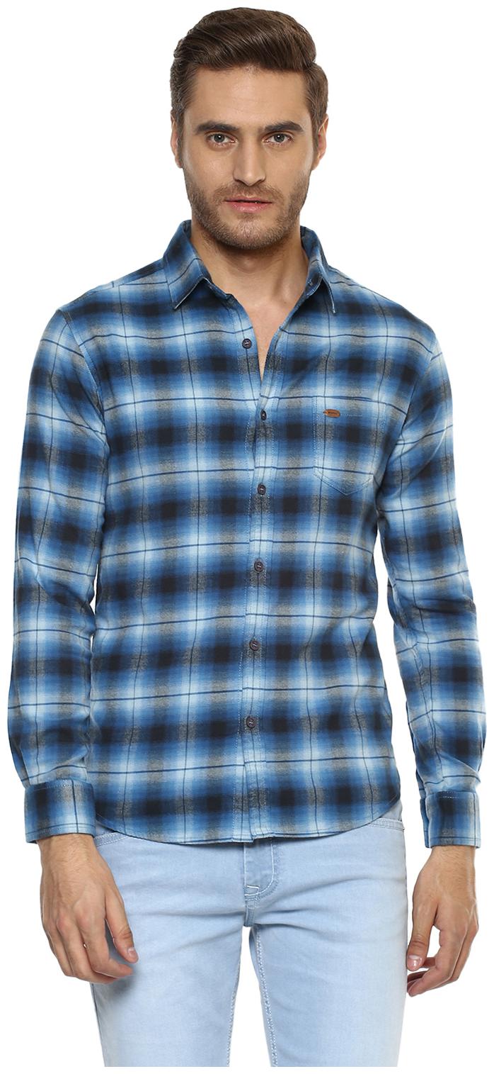

Mufti Men Blue Checked Slim Fit Casual Shirt