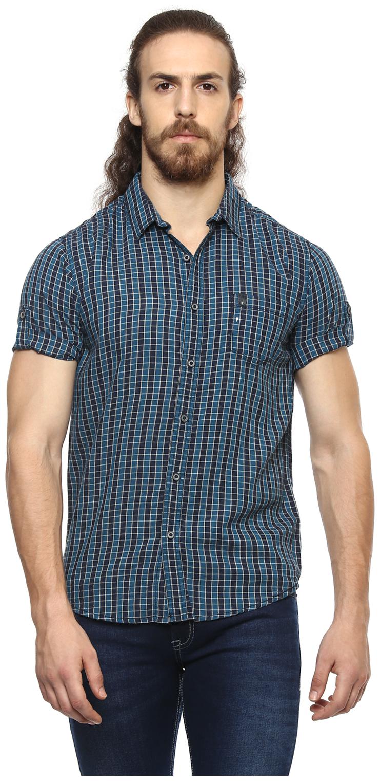 

Mufti Men Blue Checked Slim Fit Casual Shirt