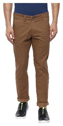 

Mufti Men Brown Solid Slim fit Regular trousers
