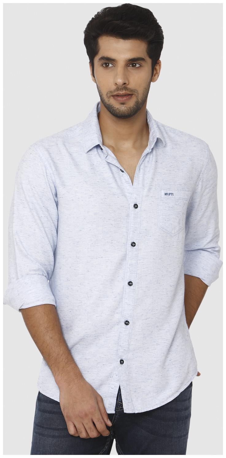 

Mufti Men Blue Textured Slim Fit Casual Shirt