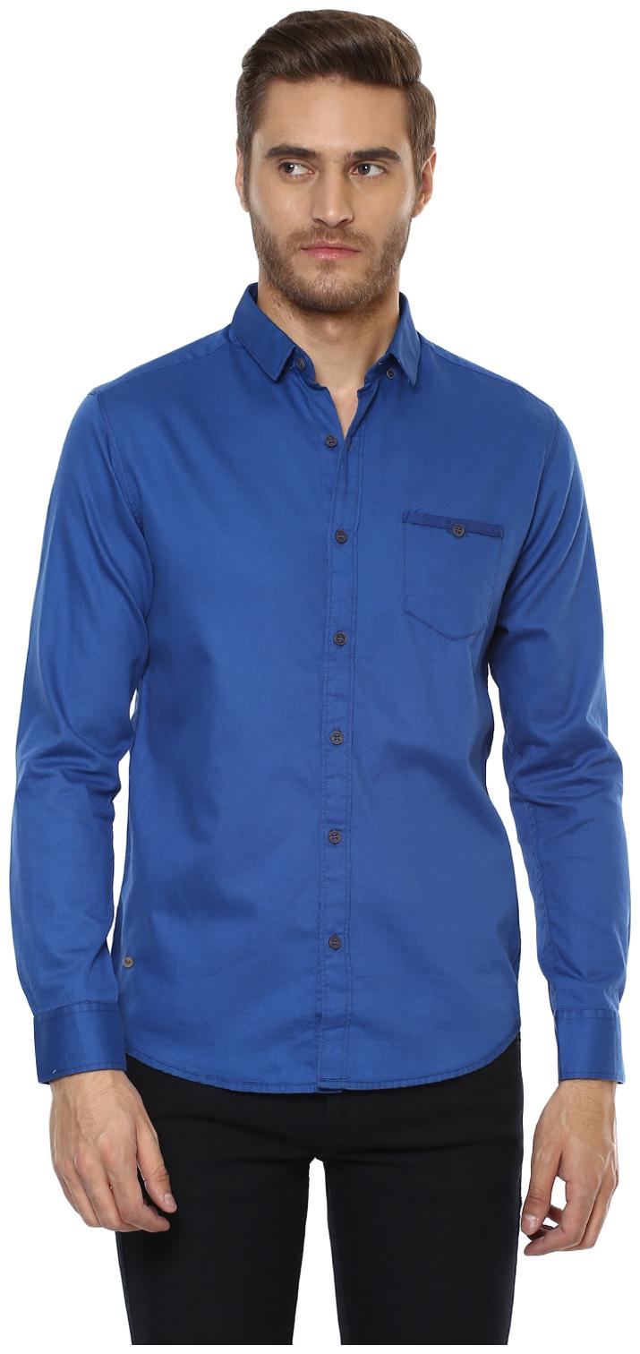 

Mufti Men Blue Solid Slim Fit Casual Shirt
