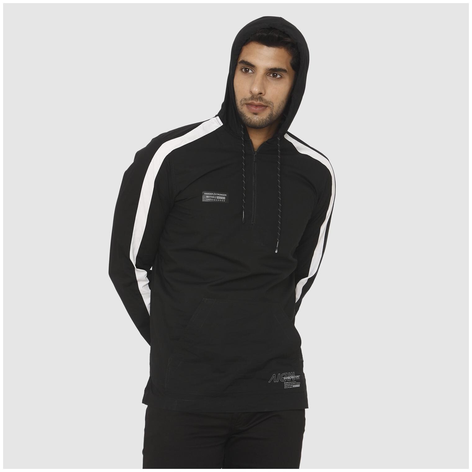 

Mufti Men Black Hooded Hoodie