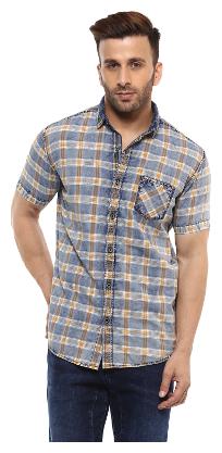 

Mufti Men Grey Checked Slim Fit Casual Shirt