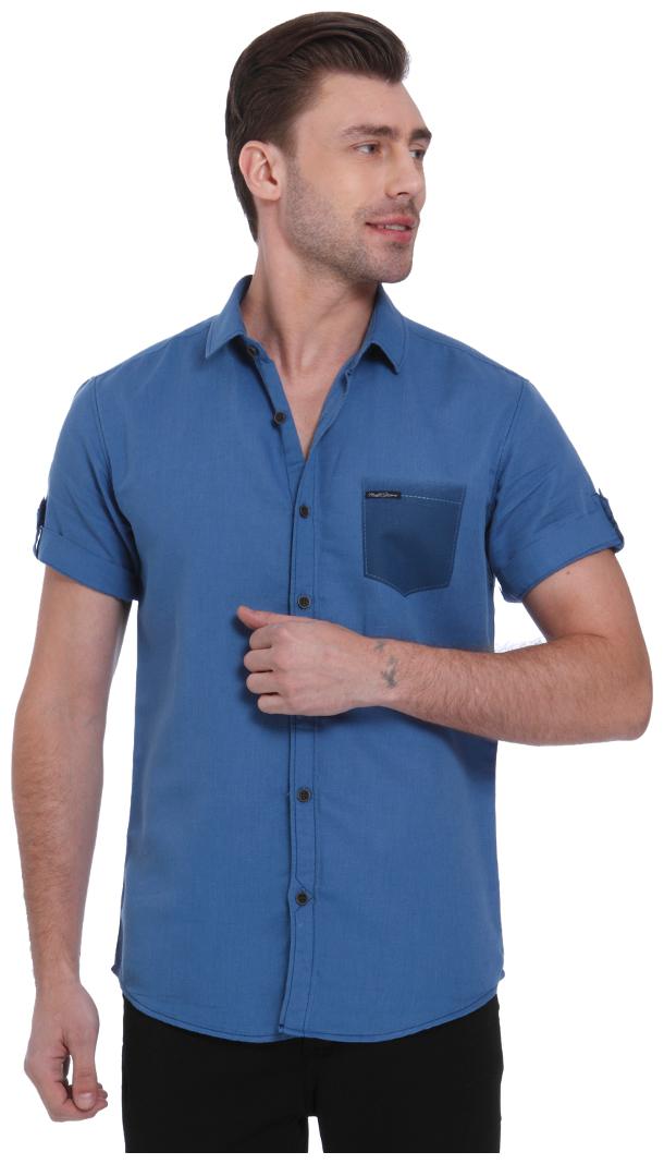 

Mufti Men Blue Solid Slim Fit Casual Shirt