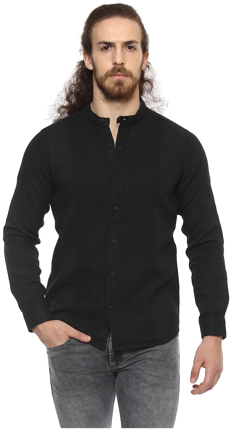 

Mufti Men Black Solid Slim Fit Casual Shirt