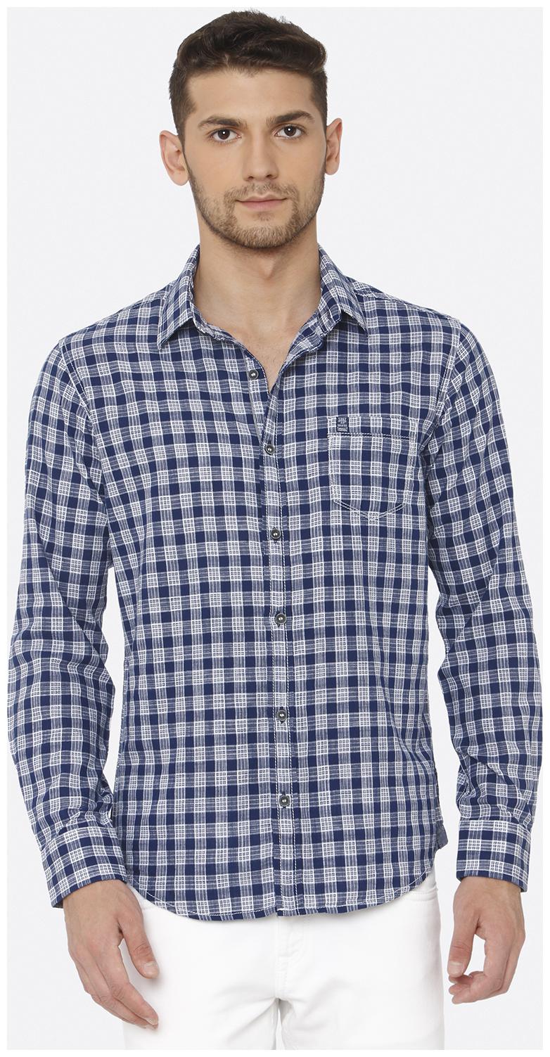 

Mufti Men Blue Checked Slim Fit Casual Shirt