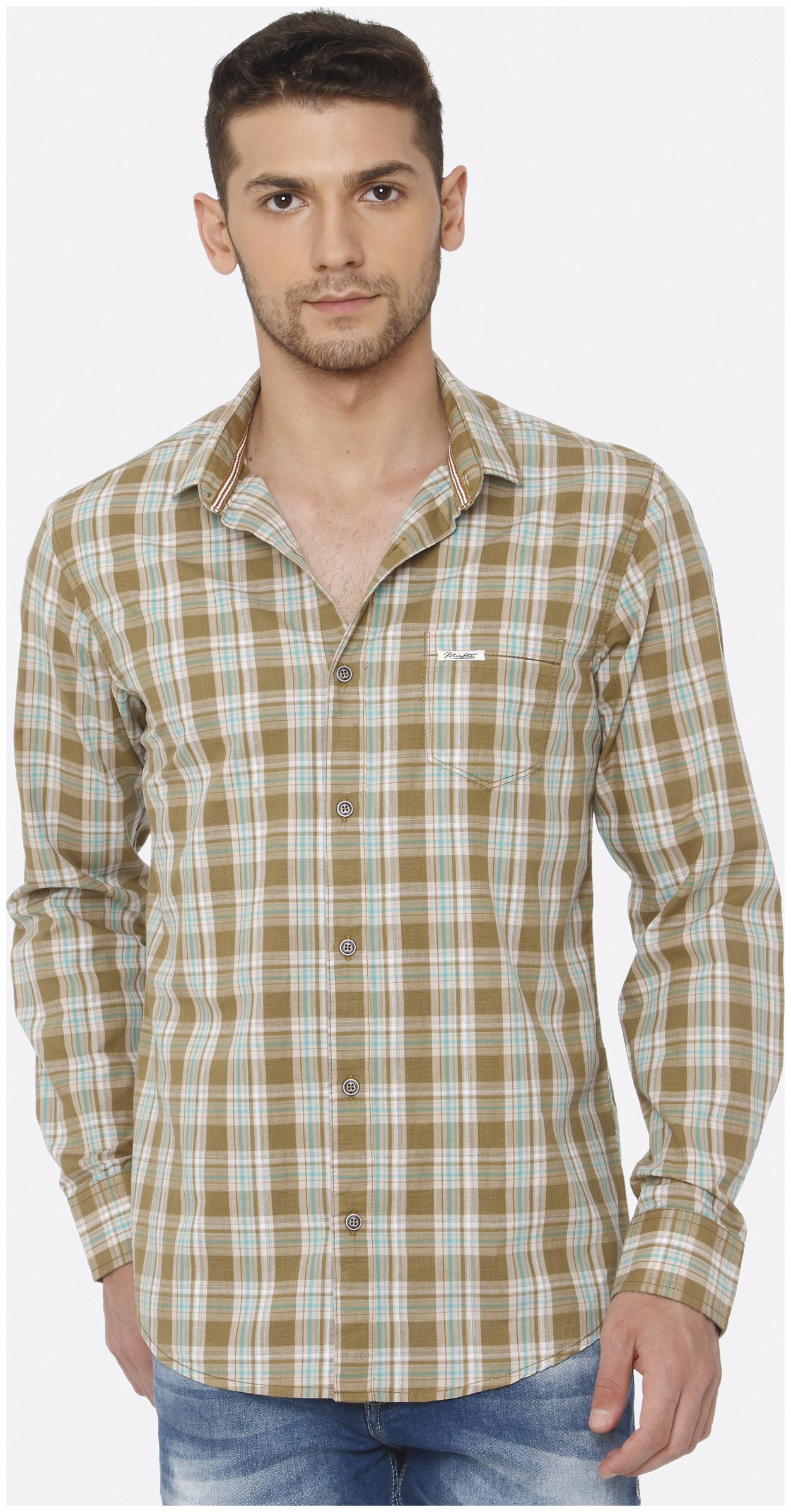 

Mufti Men Brown Checked Slim Fit Casual Shirt