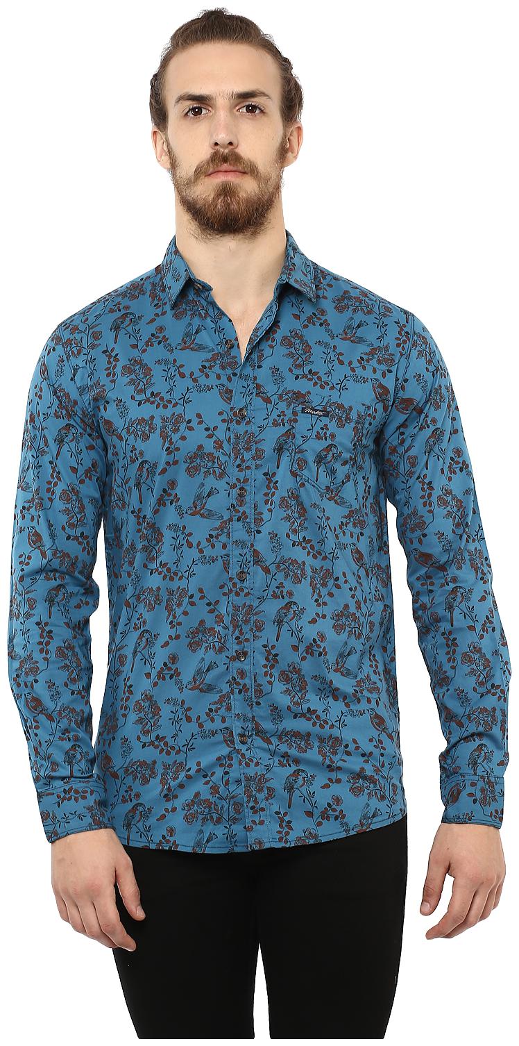

Mufti Men Blue Printed Slim Fit Casual Shirt
