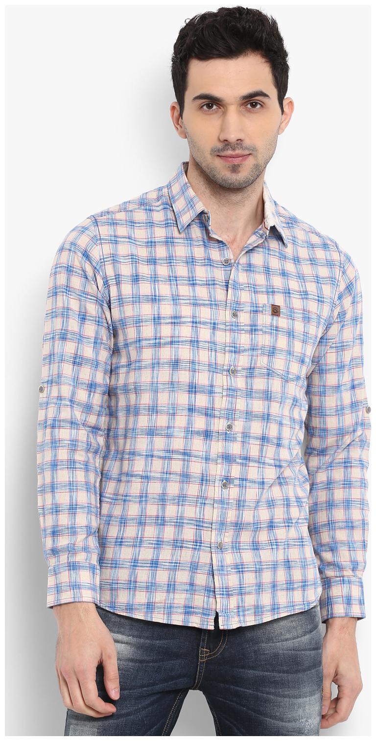 

Mufti Men Blue Checked Slim Fit Casual Shirt