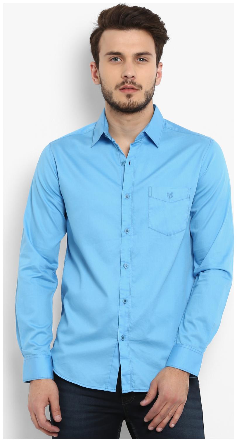 

Mufti Men Blue Solid Slim Fit Casual Shirt