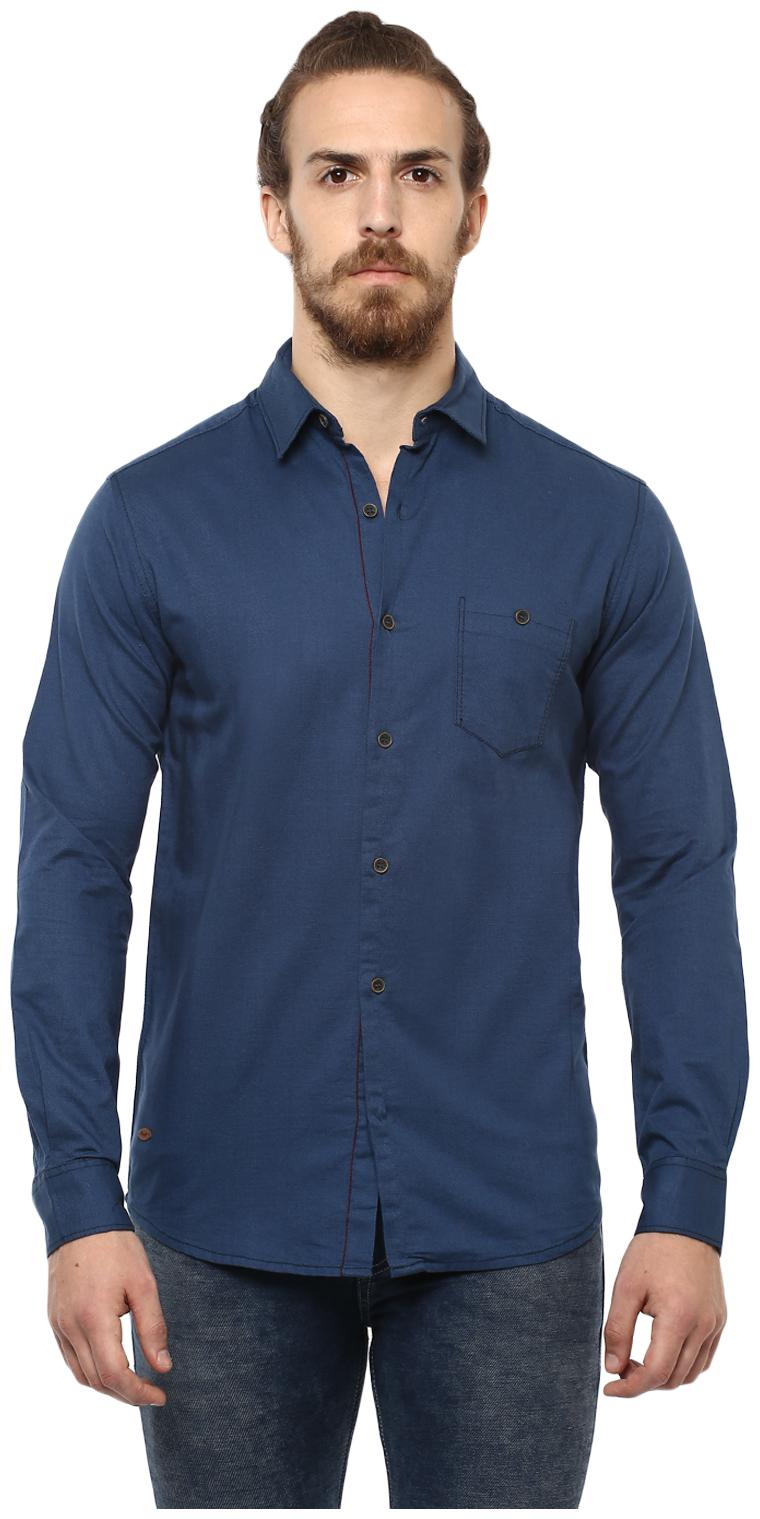 

Mufti Men Blue Solid Slim Fit Casual Shirt