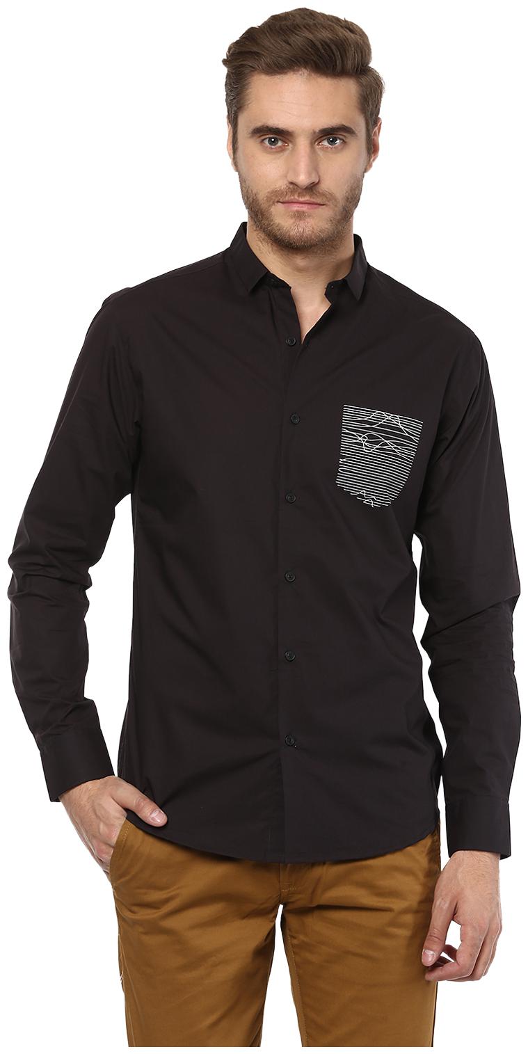 

Mufti Men Black Solid Slim Fit Casual Shirt