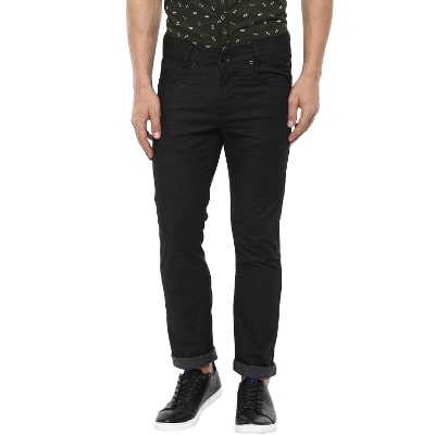 

Mufti Men Black Solid Slim fit Regular trousers