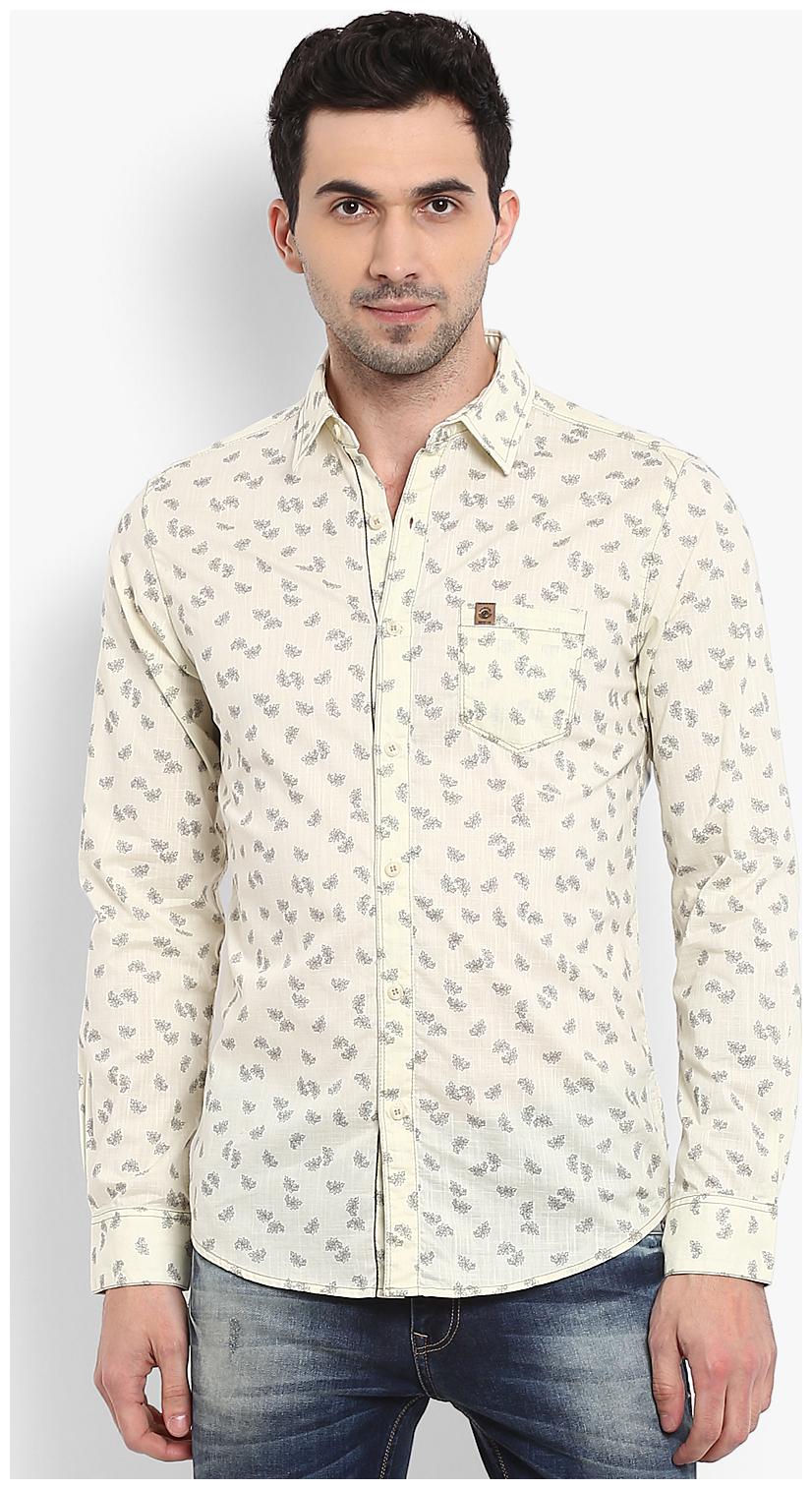 

Mufti Men Beige Printed Slim Fit Casual Shirt