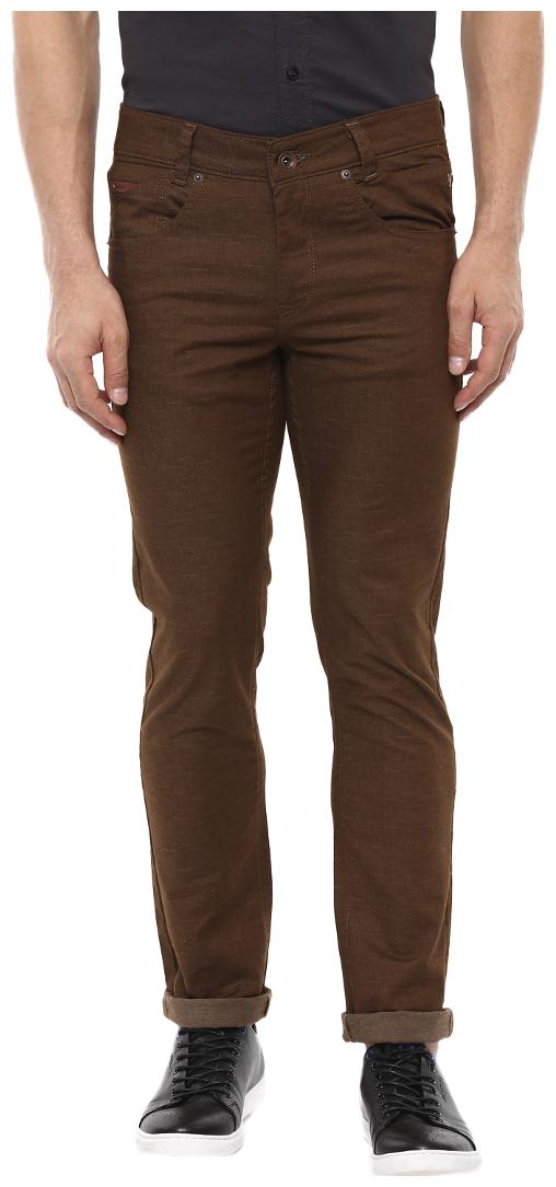 

Mufti Men Brown Solid Slim fit Regular trousers