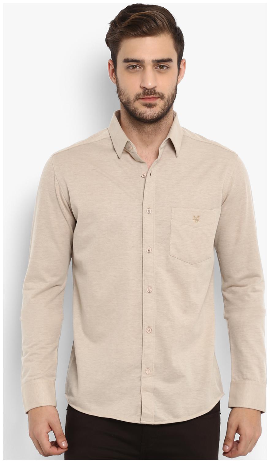 

Mufti Men Beige Solid Slim Fit Casual Shirt