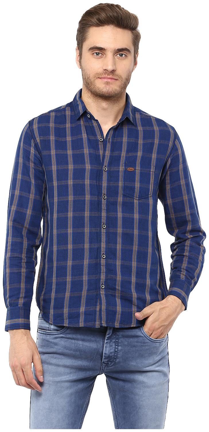 

Mufti Men Blue Checked Slim Fit Casual Shirt