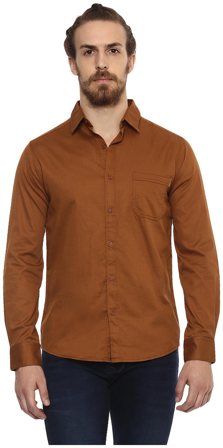 

Mufti Men Brown Solid Slim Fit Casual Shirt