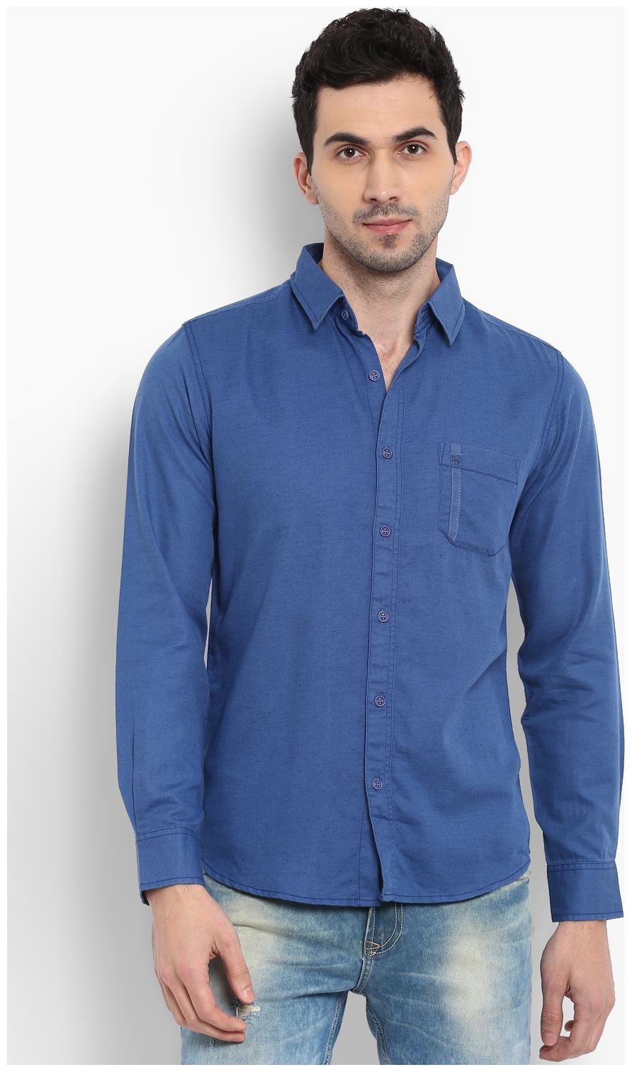 

Mufti Men Blue Solid Slim Fit Casual Shirt