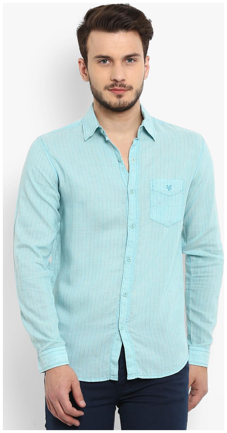 

Mufti Men Blue Horizontal Stripes Slim Fit Casual Shirt