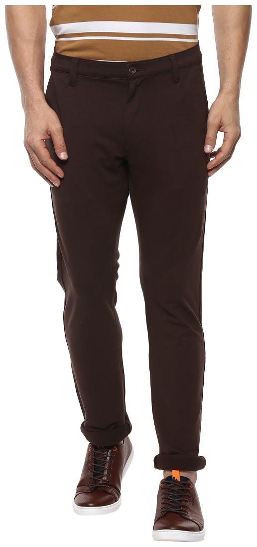 

Mufti Men Brown Solid Slim fit Regular trousers