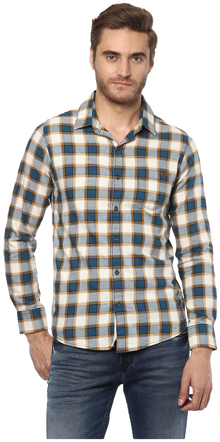 

Mufti Men Blue Checked Slim Fit Casual Shirt