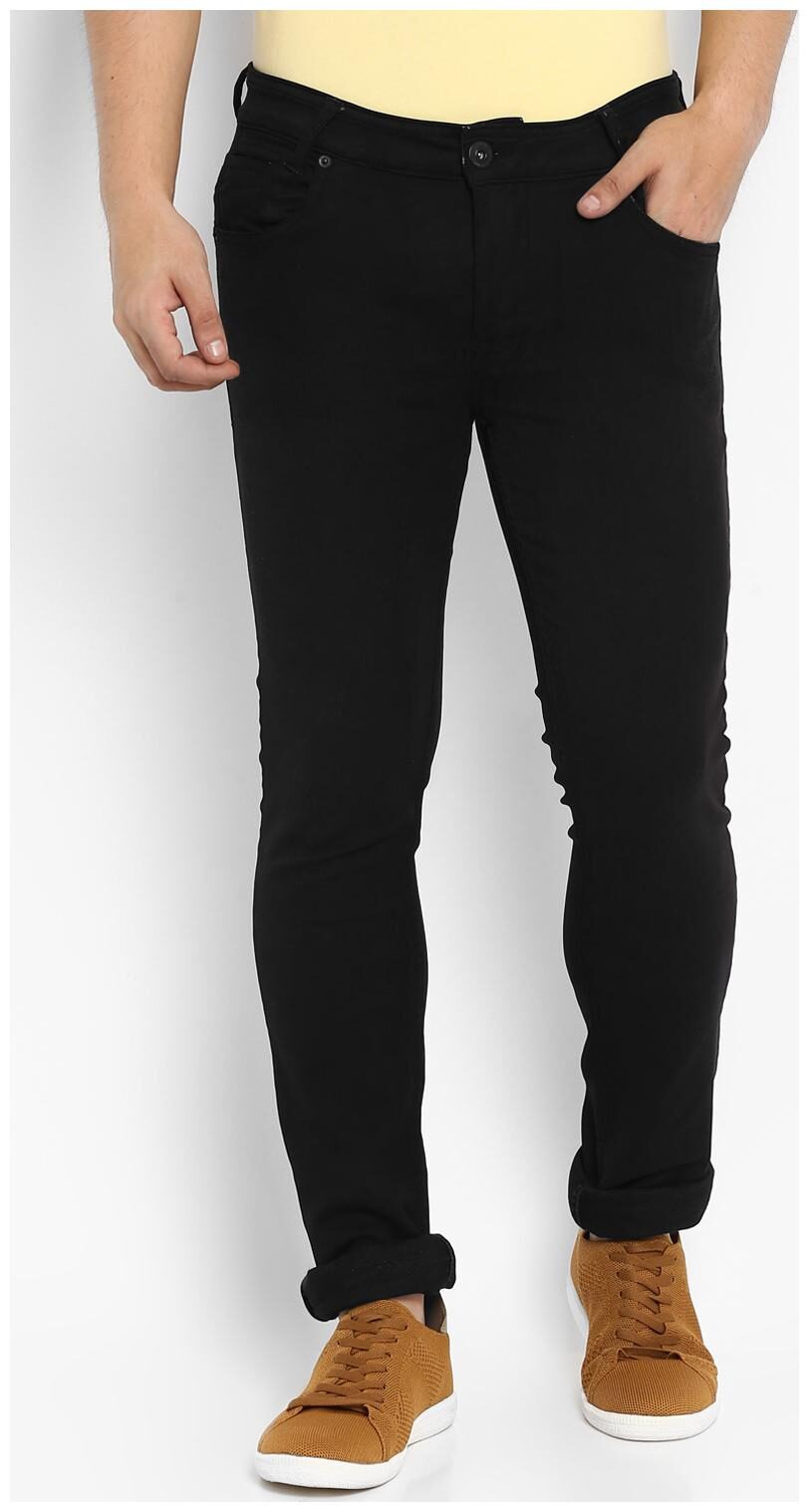 

Mufti Men Black Solid Slim fit Regular trousers