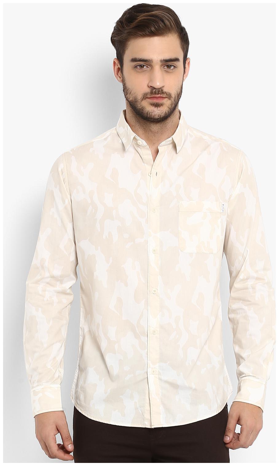 

Mufti Men Beige Printed Slim Fit Casual Shirt