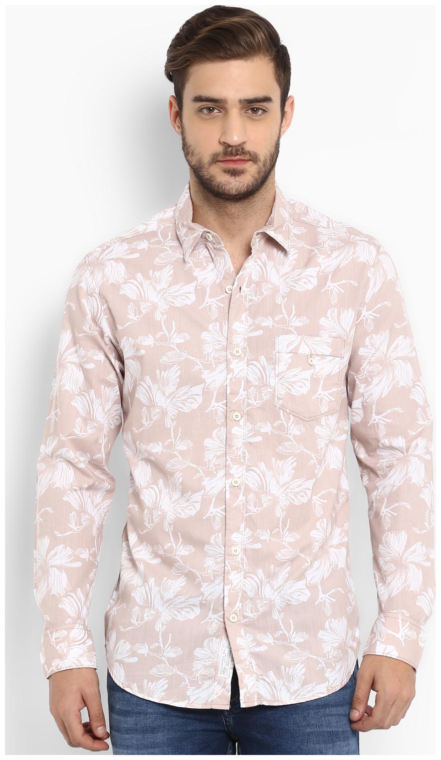 

Mufti Men Beige Floral Slim Fit Casual Shirt