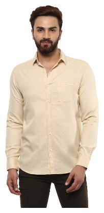 

Mufti Men Beige Solid Slim Fit Casual Shirt