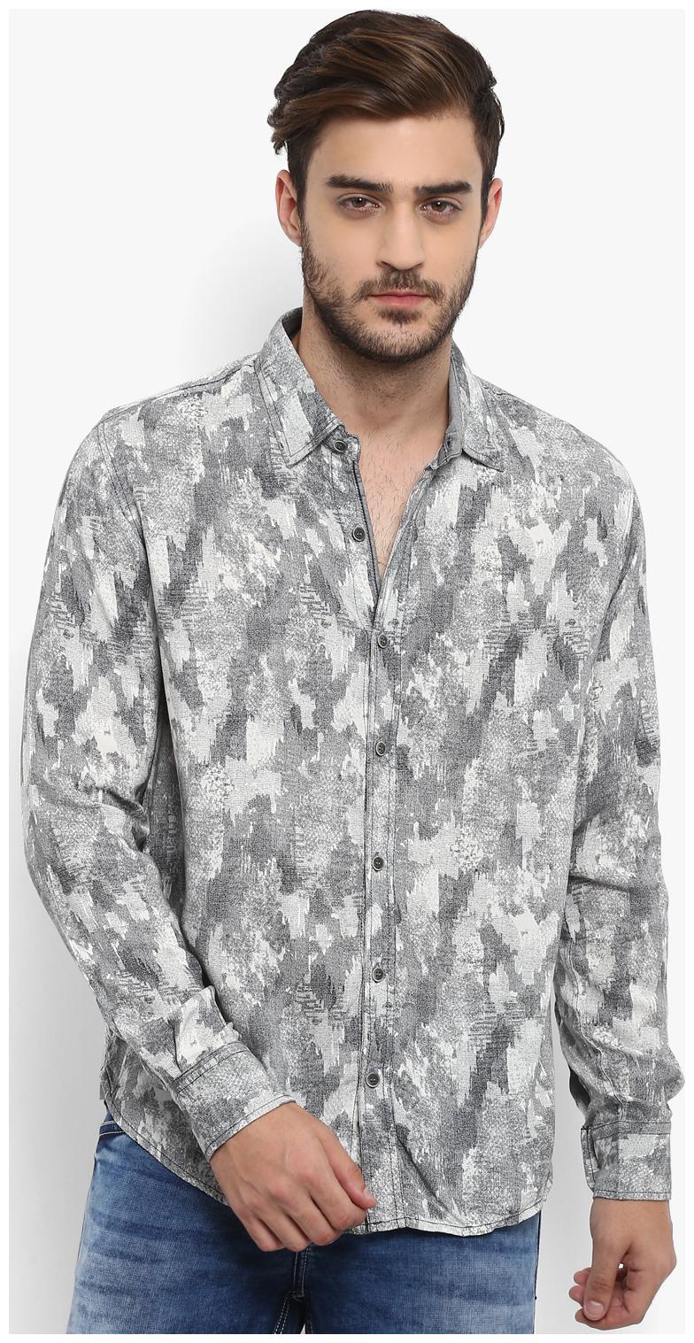 

Mufti Men Grey Printed Slim Fit Casual Shirt