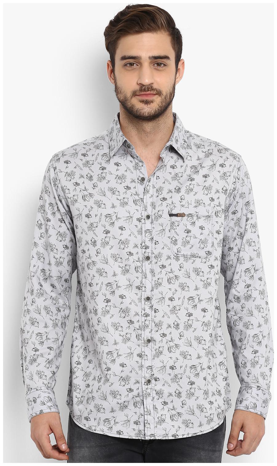 

Mufti Men Grey Printed Slim Fit Casual Shirt