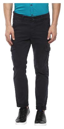 

Mufti Men Grey Solid Slim fit Cargos
