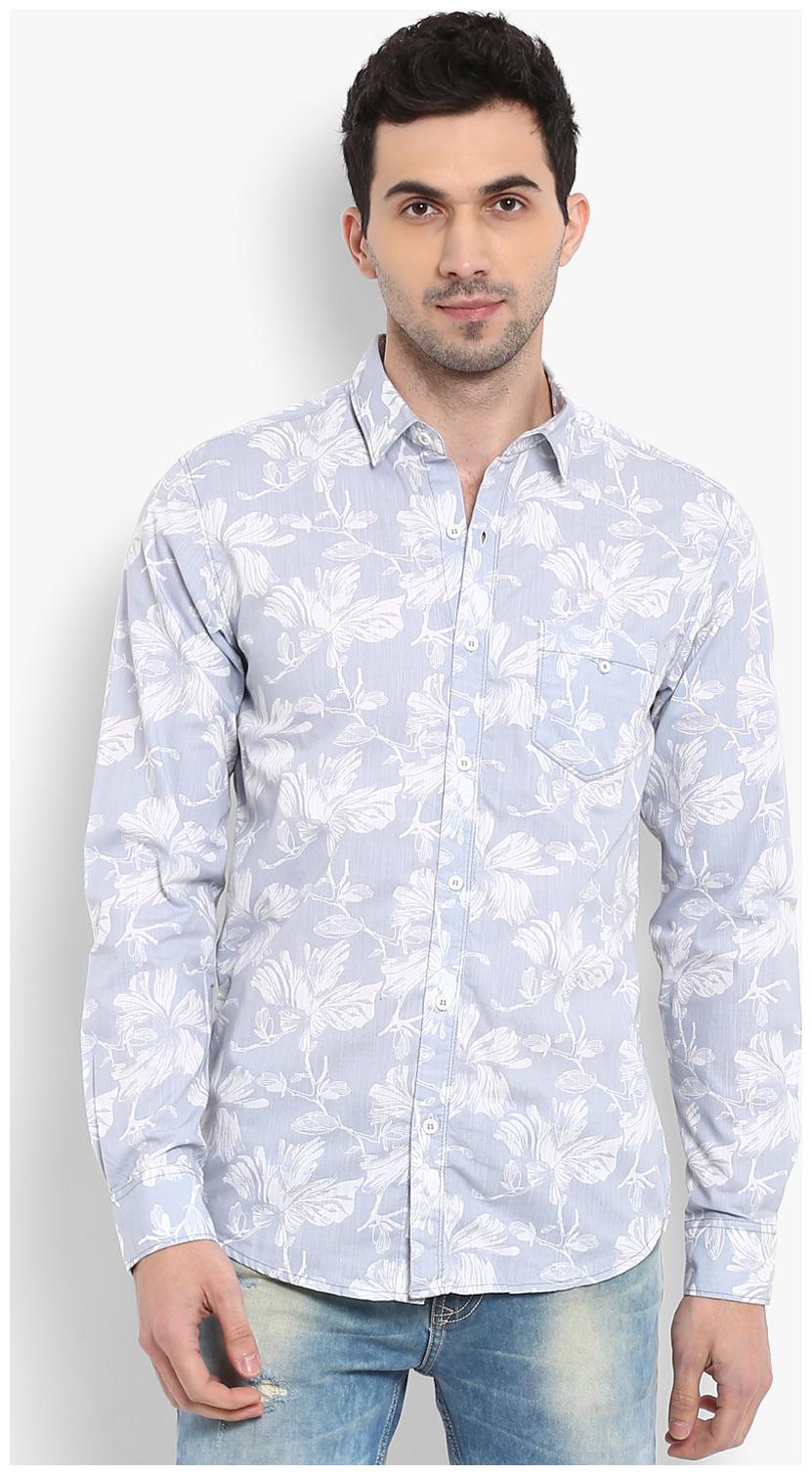 

Mufti Men Grey Floral Slim Fit Casual Shirt