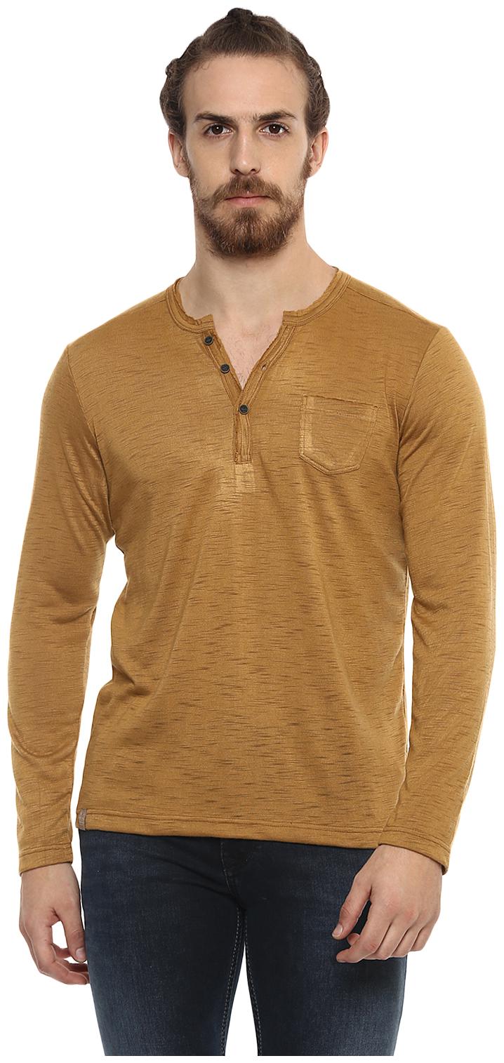 

Mufti Men Beige Slim fit Cotton Henley neck T-Shirt - Pack Of 1